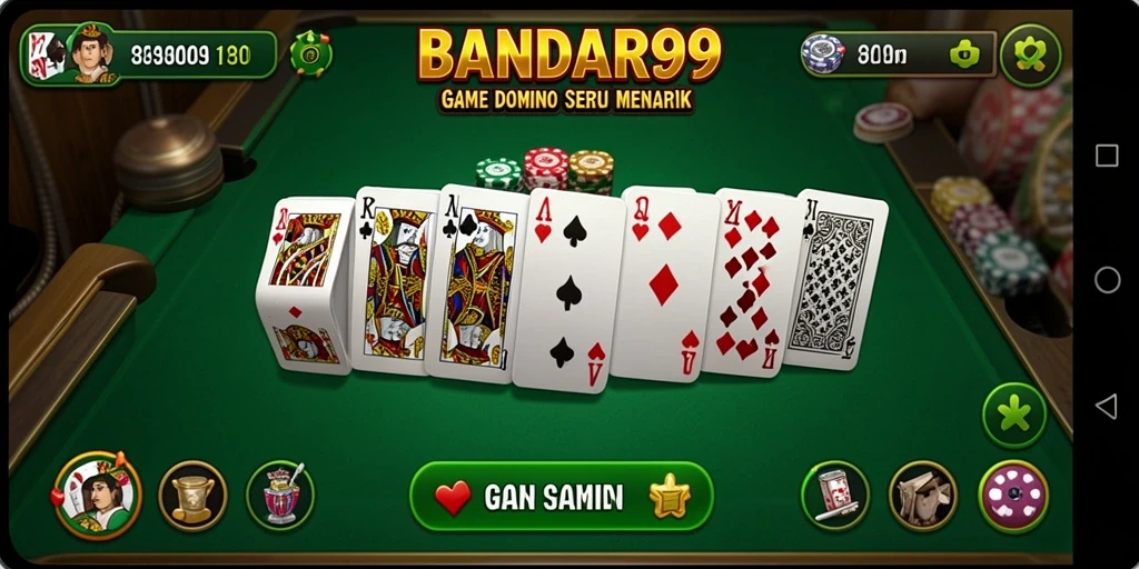Tampilan menarik gameplay Domino di BANDAR99.