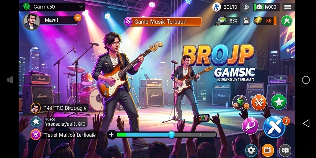 Tampilan gameplay BROJP yang penuh warna dan interaktif.