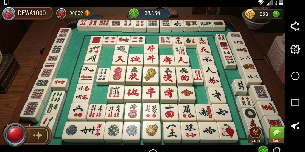 Screenshot utama DEWA1000 menampilkan gameplay Mahjong yang menyenangkan.