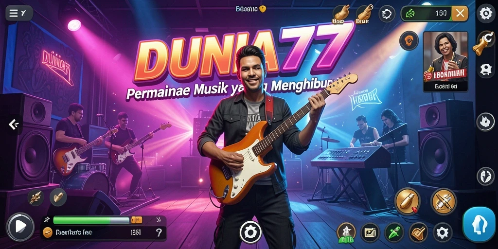 Tampilan gameplay <strong>DUNIA77</strong> dengan berbagai pilihan lagu menarik.