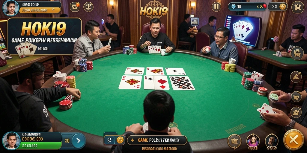 Tampilan menarik gameplay HOKI9 dalam aksi permainan Poker.