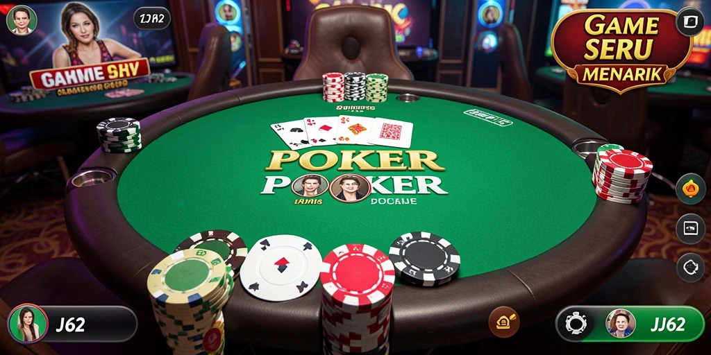Screenshot utama JJ62 menampilkan gameplay Poker yang mendebarkan dan interaktif.
