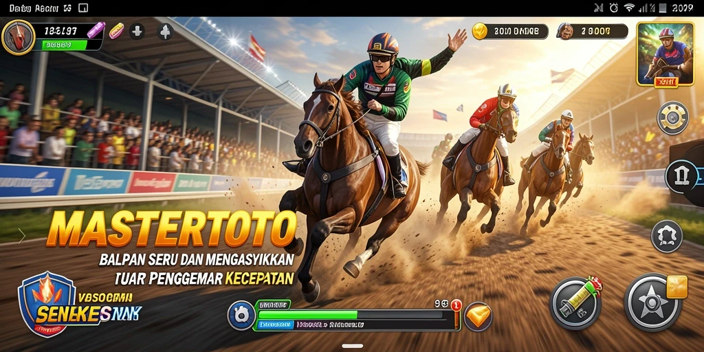 Screenshot gameplay MASTERTOTO menampilkan aksi balapan yang mendebarkan.