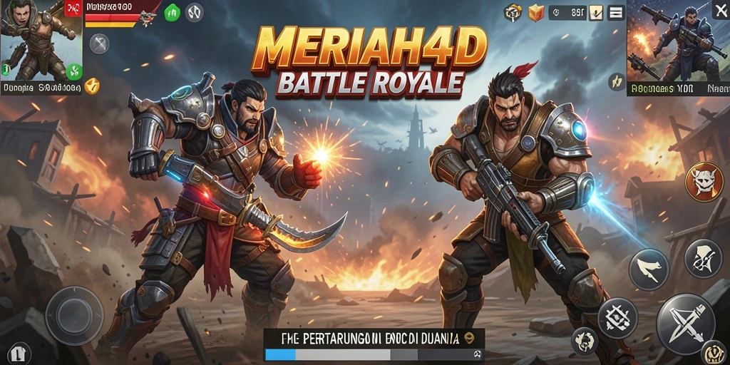 Tangkapan layar game MERIAH4D yang menampilkan aksi pertarungan Battle Royale.