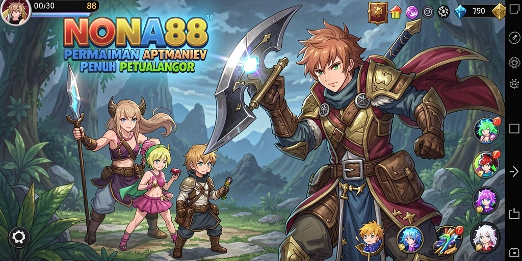 Tangkapan layar <strong>NONA88</strong> menunjukkan aksi pertarungan yang seru dan karakter Anime menarik.