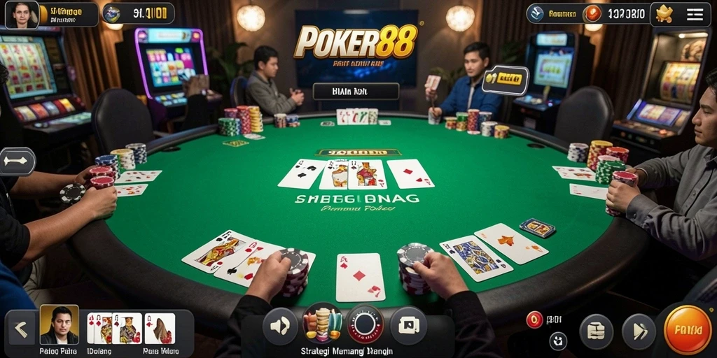 Tampilan gameplay POKER88 yang menegangkan dan strategis.