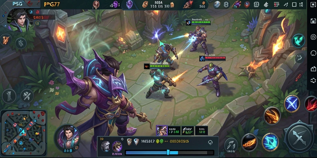 Tampilan gameplay seru dari PSG77 dengan aksi karakter hero.