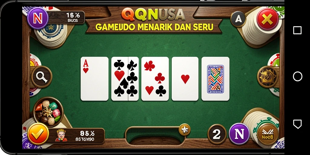 Tampilan gameplay menarik dari QQNUSA yang menggambarkan permainan Domino.