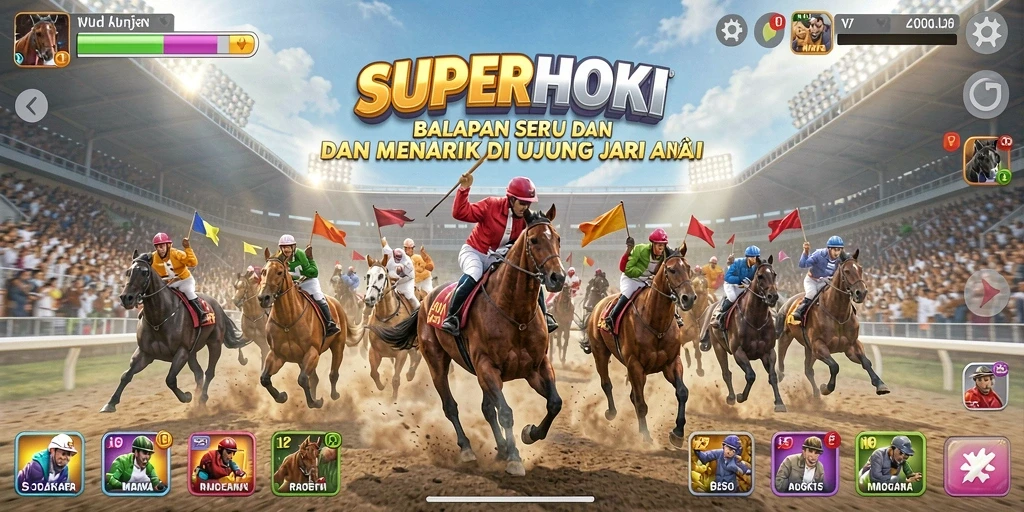 Gameplay mendebarkan dalam balapan cepat di SUPERHOKI.