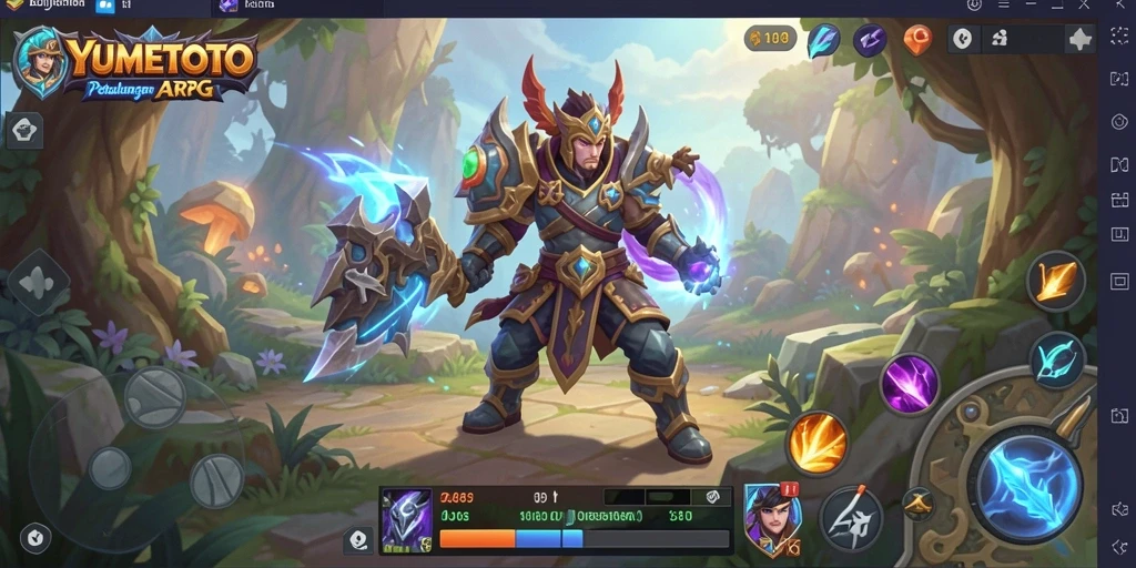 Tangkapan layar gameplay YUMETOTO yang menampilkan pertempuran epik.